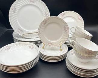 Porcelain China, Gold Standard Pink Rose, Set Of 6 Each