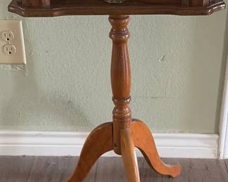 wooden small end table with a drawer