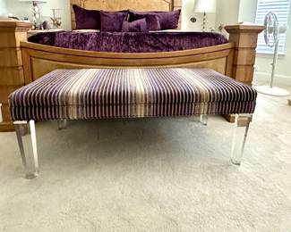 "Emma" Bench - Acrylic Legs & Custom Upholstery