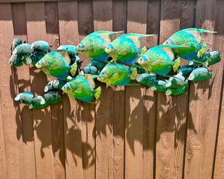 Copper "Angelfish & Blue Tang School" Wall Art