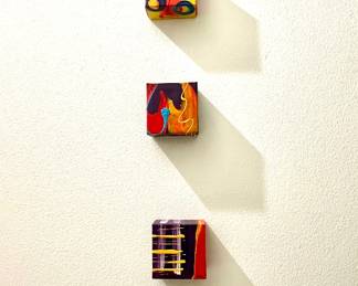 3D Abstract Painted Canvas Blocks signed DK