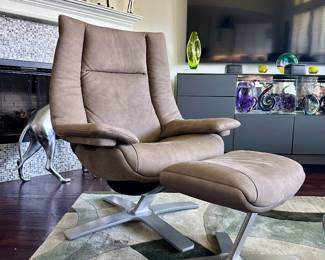 Natuzzi Italia "Re-Vive" Swivel Chair & Ottoman