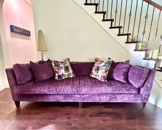"Duke Sofa" from Verellen - Custom in Amethyst Cut Velvet Fabric