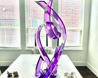 Amethyst and Clear Acrylic Sculpture. Signed Muniz (David)