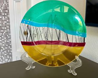 Fused Glass Plate signed Gene Hester