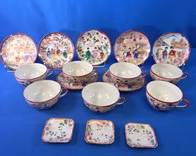 (17 Piece) Geisha Motif Porcelain Tea Set