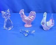 (4) Fenton & Murano Art Glass Animal Figurines