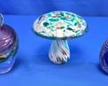 Venetian Art Glass Mushroom & (2) Iridescent Bottles