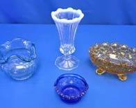 Fenton Ruffled Bowl & Assorted Decorative Glassware