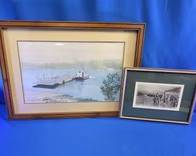 (2) Framed Artworks Including South Pittsburg Ferry' by Larry Dodson
