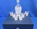 Bohemia Czech Republic Frosted Crystal Decanter Set