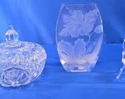 Mikasa Crystal Bowl, Handblown Vase & Glass Rocking Chair