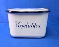 Vintage Enamelware Vegetable Storage Bin