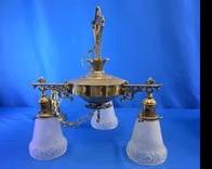 Vintage Brass Pan Chandelier (LPO)