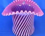 Fenton Pink Opalescent Swirl Glass Ruffled Vase
