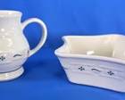 Longaberger Pottery Pitcher & Square Bowl
