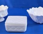 Vintage Milk Glass Bowls and Lidded Trinket Box