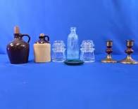 (2) Evan's Stoneware Jugs & Mixed Vintage Collectibles