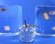 Blenko Art Glass Bookends and Apple Paperweight