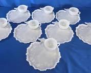 (8) Vintage Milk Glass Snack Sets and Platter