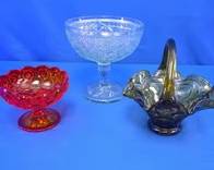 Collectible Pressed Glass Bowls and Basket