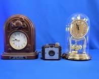 Mickey Mouse 60th Anniversary Clock, Glass Dome Anniversary Clock & Kodak Camera