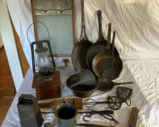 Primitives Kitchen Lot Pans, Coffee Grinder More