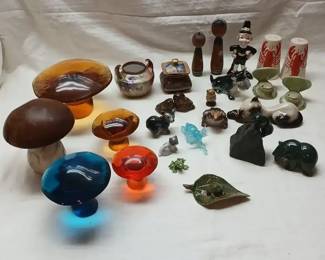 Viking Glass Mushrooms, Kreiss 1956 Figurine and More