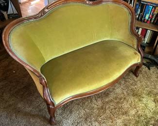 Victorian Style Green Upholstered Sofa