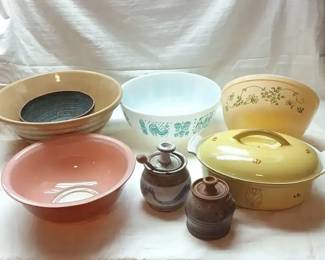 Pyrex, Stoneware, Signed Honey Jar, Dru Enameled