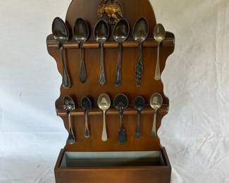 Souvenir Spoons Display Shelf Some Sterling