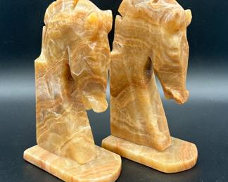 Onyx Horse head book ends
