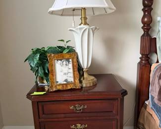 Vintage Mahogany ThreeDrawer Nightstand with Brass Hardware