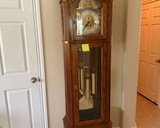 Howard Miller Oak Grandfather Clock with Nautical Scene Dial