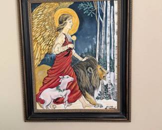 Angel with Lion and Lamb Painting