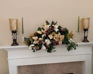 Artificial Floral Arrangement with Hurricane Candle Holders