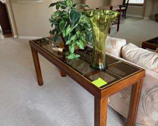 Vintage Gordons Walnut and Smoked Glass Console Table