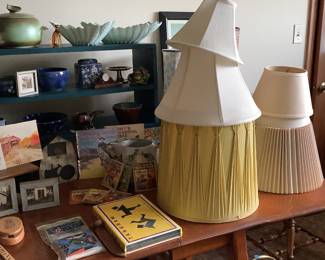 Lampshades, vintage baskets