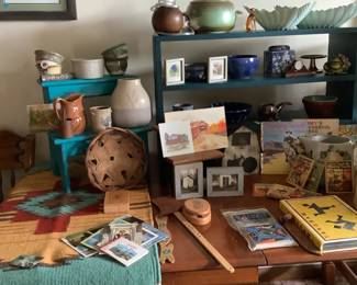 Vintage pottery, western rug, vintage children’s books