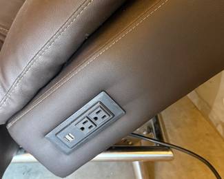 Faux Leather reclining futon w/power outlets