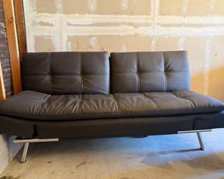 Faux Leather reclining futon w/power outlets