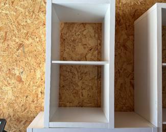 IKEA bookshelves, and desks