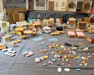 doll houses, barbies, toys, legos, etc.