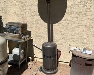 Small Gas Nexgrill Grill, Outdoor Metal Table And Tall Patio Gas Heater
