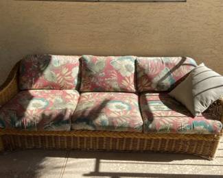 Large Wicker Outdoor Sofa With Cushions