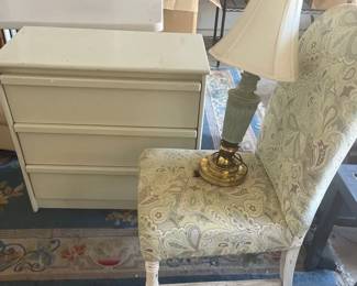 Chair, Dresser, And Lamp