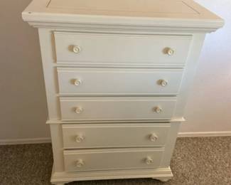 White Five Drawer Dresser