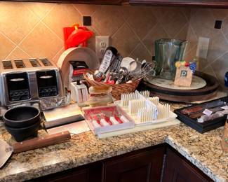Kitchen small appliances and utensils lot — toaster, gadgets