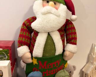 Plush Santa and snowman Christmas figures