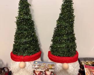 Pair of tabletop Christmas tree gnomes